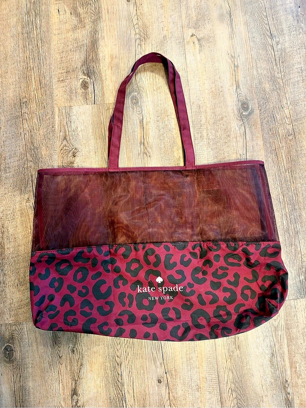 kate spade Leopard Print Tote in Burgundy & Black
